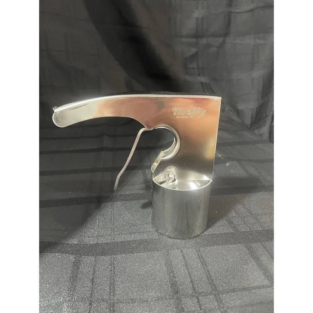 Vintage Thrifty Cylindrical Ice Cream Scoop Stainless Steel Spring Trigger Style